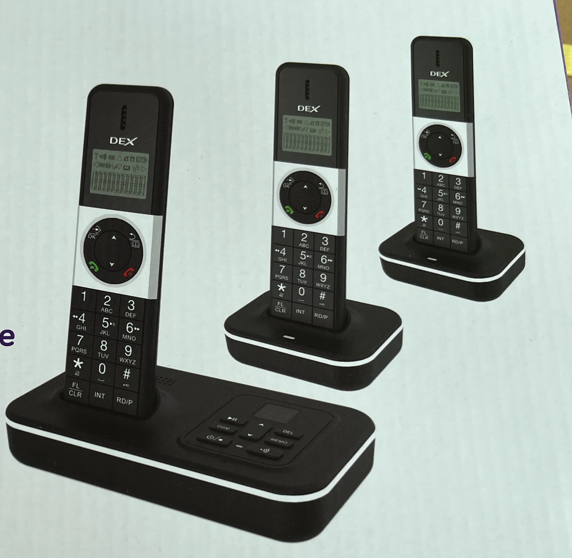 Desktop Digital Cordless Phone Triple Handsets Wireless Telephone In 1 Box DECT Phone With Answering Machine Landline With