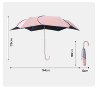 Parapluie de soleil et de pluie haut de gamme UPF50 avec logo personnalisé OEM, revêtement noir, poignée en forme de fleur, 6 baleines, 207g, pour femme, voyage, cadeau pour fille