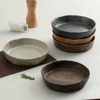 Assiette en céramique réactive multicolore vintage de 6,6 pouces, faite à la main, bord brut, pour la maison, le café, vente en gros