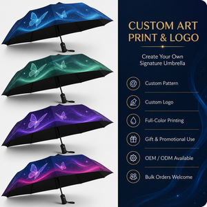 Parapluie pliant personnalisé en gros avec logo, protection UV, équipement de pluie, parasol personnalisé de haute qualité - Product Image 2