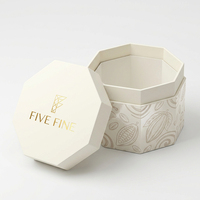 Boîte cadeau en carton rigide de forme octogonale blanche et noire avec logo personnalisé, emballage de luxe pour chocolat, emballage de gâteau de lune