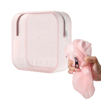 Sac de rangement transparent en silicone élégant, pochette de voyage pour la maison, organisateur de maquillage et de produits de toilette avec fermeture éclair pour l'aéroport, liquide cosmétique