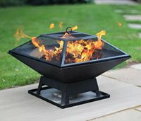 Cheminée d'extérieur de jardin Carré Mini BBQ Grill Chauffage d'extérieur Carré Foyer pour poêle à bois