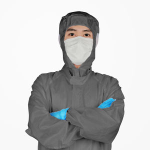 بدلة عمل خفيفة الوزن مضادة للكهرباء الساكنة بنمط مخطط رمادي اللون مع شبكة للأذن للتصنيع الدقيق - Product Image 5