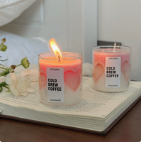 Bougie parfumée artisanale Lovsens en forme de cœur rose, parfum café glacé, arôme de café latte, décoration d'intérieur, aromathérapie