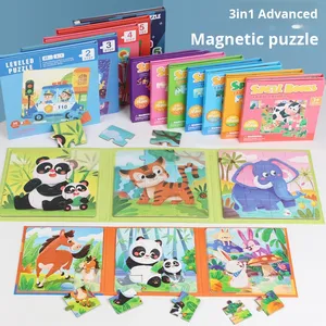 Rompecabezas Magnéticos Educativos <span class=keywords><strong>de</strong></span> Madera <span class=keywords><strong>de</strong></span> Bloques Grandes para Niños Pequeños, Niveles Avanzados 1-5, Rompecabezas Plano - Product Image 2