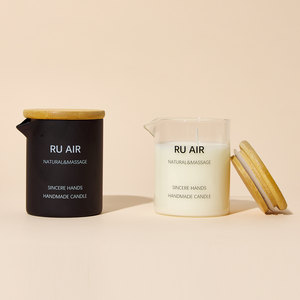 Pot vide pour bougie de massage à l'huile de soja 6oz, en verre dépoli noir transparent avec couvercle, pour bougies de massage corporel, pour la maison et le spa - Product Image 2