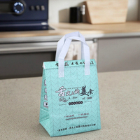 Emballage jetable à emporter imprimé personnalisé pour barbecue et gâteau Sachets de thé au lait pliables Sac alimentaire isolé Sac thermique non tissé