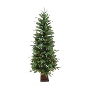4FT Pre-lit Artificial Potted Christmas <b>Tree</b> with LED <b>Lights</b> for Home Hotel Porch Entryway Holiday Party Decoration - Product Image 1