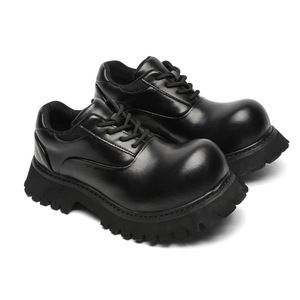 Chaussures derby à dessus épais à grosse tête Chaussures décontractées en cuir à dégagement limité pour hommes et femmes Chaussures de marche moto en cuir véritable - Product Image 6