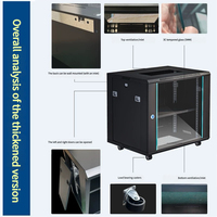 Armoire de serveur réseau murale robuste 4U-14U en acier avec porte vitrée verrouillable pour petits bureaux et réseaux domestiques