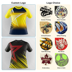 Vêtements de sport d'été pour hommes et femmes, coupe régulière, 100% coton, tissu tricoté à séchage rapide, t-shirt court sportif, tennis de table - Product Image 5