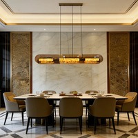 Luminaire suspendu moderne de luxe pour îlot de cuisine, long lustre décoratif pour hôtel et restaurant, en cuivre, imitation marbre et verre