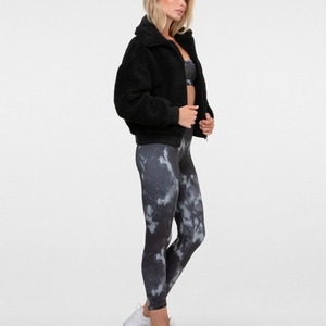 Femmes hiver chaud épais <span class=keywords><strong>Teddy</strong></span> à capuche polaire <span class=keywords><strong>veste</strong></span> ours Zip <span class=keywords><strong>noir</strong></span> polaire fausse fourrure manteau motif léopard Jersey Outwear pardessus - Product Image 5