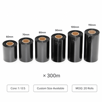 Cinta de Resina de Cera Dorada Brillante TS DOWREN de 110 mm x 300 m, Cinta para Impresora de Códigos de Barras por Transferencia Térmica, Compatible con Impresoras de Etiquetas Zebra TSC
