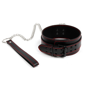 Bdsm Juego para adultos PU Cuero Tamaño ajustable Bondage Collar Cuello Choke Collar - Product Image 1