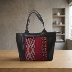 Elegant Leather Kilim Travel Tote bag - Product Image 1