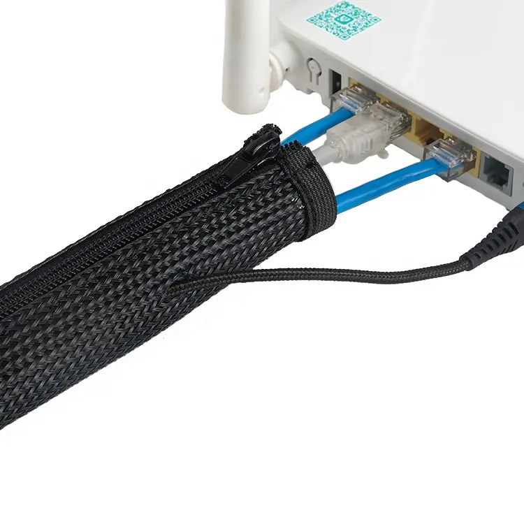 JAS Cable Protective Management Reiß verschluss Kabel hülse Geflochtener Wickel draht Pet Geflochtener Reiß verschluss Kabel hülse