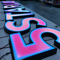 Enseigne publicitaire en acier inoxydable résistante aux intempéries avec logo 3D éclairé par LED RGB et lettres personnalisées pour les entreprises, étanche IP65