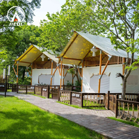 Tenda Kayu Segitiga Kokoh Tahan Angin Kencang, Dirancang untuk Pemasangan Permanen di Luar Ruangan, Tenda Pameran Safari