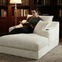 Canapé-lit d'angle compact moderne avec fauteuil inclinable en mousse compressée sous vide, canapé en tissu sans armature pour salon, livré en boîte
