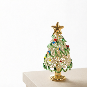 Handmade <b>Glass</b> <b>Christmas</b> <b>Tree</b> <b>Ornament</b> Brushed Green Mini <b>Tree</b> Decoration for Holiday Home Desk Decor - Product Image 1