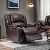 Chaise longue en cuir moderne d'un places de chaise de sofa inclinable de massage pour le salon de cinéma