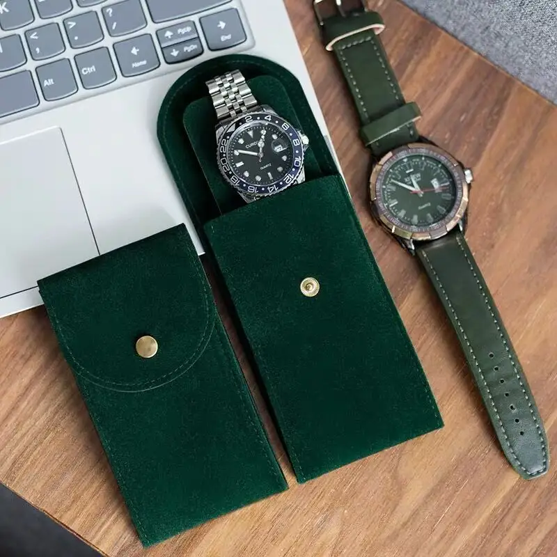 Green Watch Storage Bag Portable Travel Watch Bag Flannelette Velvet Protective Home Custom Storage Jewellery Watchesbags