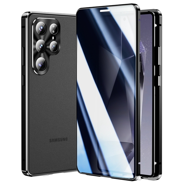 Full Coverage Magnet Protective Cover With Magnetic Tempered Glass Privacy Metal Phone Case for Samsung Galaxy S25 Ultra
