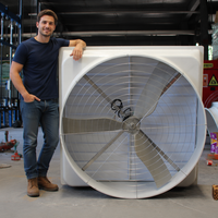Ventilateur d'extraction conique à flux axial en fibre de verre FRP à faible bruit, pales en acier, pour élevages avicoles, restaurants, construction, alimentation électrique