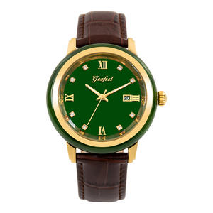 Reloj de Mujer de Jade Sintético Verde, Miyota 2015, Esfera de Cristal de Cuarzo, Caja de Aleación IPG, Correa de PU, Resistente al Agua 3ATM, Personalizable - Product Image 2