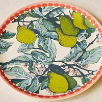 Assiette de table en céramique de luxe contemporaine peinte à la main, motif floral, vaisselle décorative personnalisée