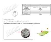 Piques anti-oiseaux en acier inoxydable E40 avec base en PC résistante aux UV, pour le contrôle des pigeons et des oiseaux sur les rebords de toit