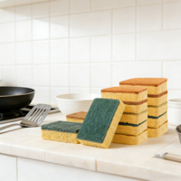 Éponge en fibre de coco biodégradable, écologique, à forte absorption d'eau, pour le lavage de la vaisselle et le nettoyage ménager