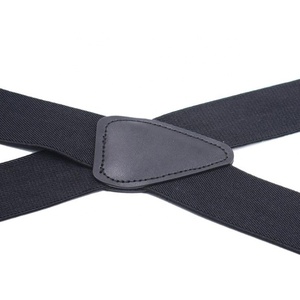 Novedad <span class=keywords><strong>para</strong></span> <span class=keywords><strong>hombre</strong></span> Formal X Shape 4 Clips Color negro sólido elástico ajustable Suspender - Product Image 2