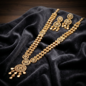Venta al por mayor 14K 18K 24K chapado en oro formando joyería larga, joyería india de diseño floral, joyería de moda, joyería llena de oro de latón - Product Image 3