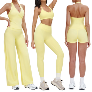 Conjunto Deportivo para Mujer, Top de Yoga con Espalda Descubierta, Leggings de Cintura Alta con Efecto Levanta Glúteos, para Fitness, Running y Actividades al Aire Libre - Product Image 1