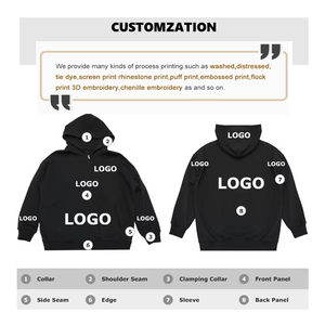 Felpa corta larga da <span class=keywords><strong>uomo</strong></span> Senior 100% cotone Street Wear con cappuccio può essere personalizzata felpa con cappuccio traspirante con logo ricamato - Product Image 5