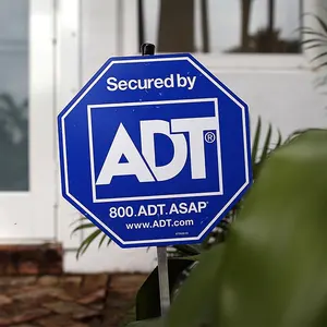 Letreros de patio de seguridad Adt reflectantes de plástico americano con patrón personalizado barato