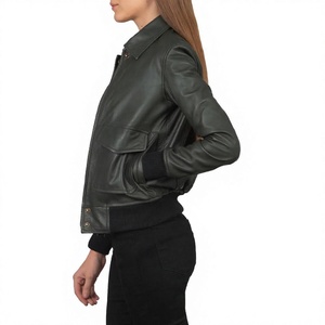 <b>Leather</b> <b>Jacket</b> <b>Women</b> Men Unisex <b>Moto</b> Biker Style Stand Zipper Front Solid Color Slim Fit Winter Waterproof Eco-Friendly Quick - Product Image 2