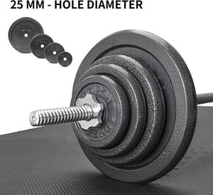 Set di piastre in ghisa di ferro <span class=keywords><strong>calibrate</strong></span> 1.25kg,2.5kg,5kg,10kg (scelta delle dimensioni) per manubrio da 1" - Product Image 3