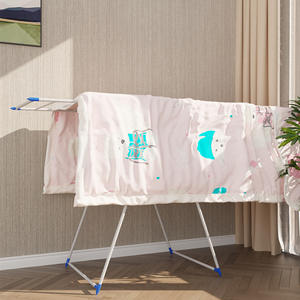 जानको बहुक्रियाशील स्टैंड ड्रायर स्प्रे लेपित लोहे के पाइप पंख वाले परिधान रैक - Product Image 5