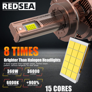 Redsea ไฟหน้า LED R39สว่างมาก360W 36000LM 5080 CSP ชิป H1 H4 H7 H11 9005 9006 LED CANbus ไม่ผิดพลาด - Product Image 4