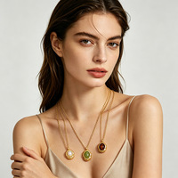 Nouveautés Bijoux Tendance 2026 : Collier Délicat en Pierre Naturelle Rose et Verte avec Pendentif Géométrique Irrégulier Sophistiqué TGXL15343