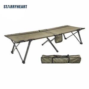 STARRYHEART <b>Foldable</b> Metal Camping <b>Cot</b> Quick-Up Strong Stable Bed with Carry Bag for Outdoor Park - Product Image 1