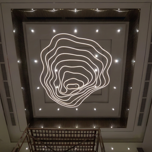 Luminaire suspendu de luxe suspendu de <span class=keywords><strong>grand</strong></span> plafond arrondi doré d'hôtel <span class=keywords><strong>lustre</strong></span> décoratif moderne <span class=keywords><strong>en</strong></span> <span class=keywords><strong>cristal</strong></span> pour escalier à led - Product Image 2