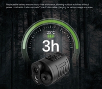 Caméra thermique de chasse monoculaire, portée de détection de source thermique 1200m et télémètre laser 1000m, 320*240 50Hz