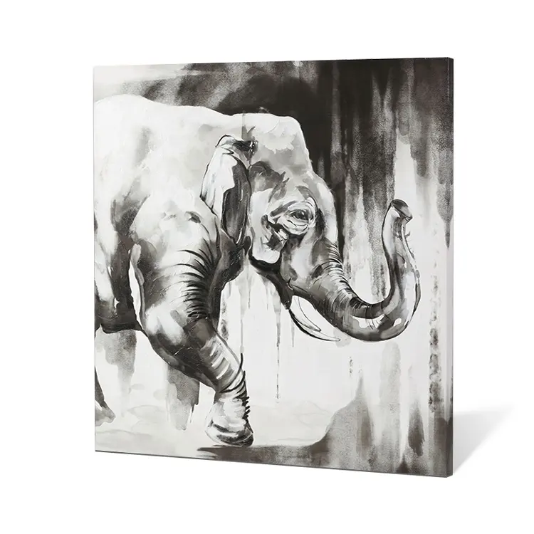 Custom Living Room Large Size Hand Painted Abstract Wall Art Animal Elephant Canvas Art Print Oil Painting