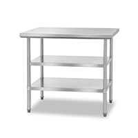 Table de travail en acier inoxydable à 3 niveaux avec pieds ronds, qualité alimentaire 304, pour la préparation des aliments en restauration, fournie directement par l'usine pour les cuisines de restaurant