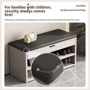 Meuble à <span class=keywords><strong>chaussures</strong></span> mural compact en acier avec <span class=keywords><strong>tabouret</strong></span> multifonctionnel intégré pour l'entrée – Idéal pour la maison - Product Image 4